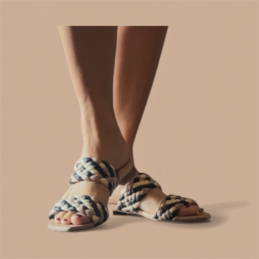 AGL Pink Sandals Braided Italian Leather size 8 1/2